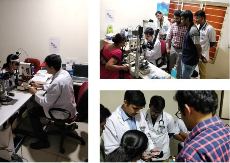 Eye screening in progress.