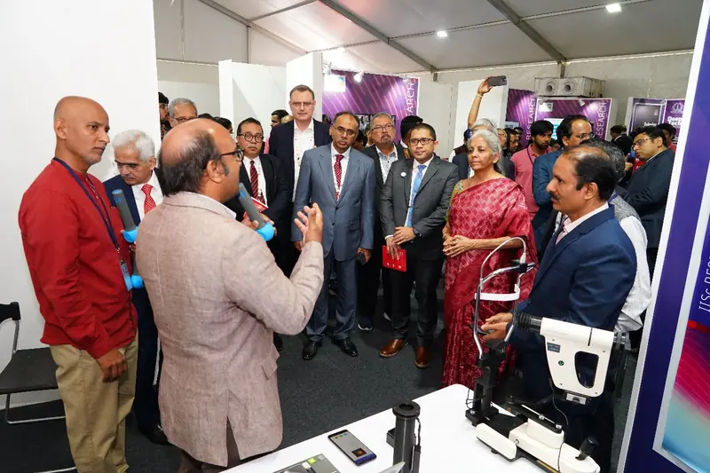 Demonstrating 'Nayana' -- AI based eyecare to Hon. Minister of Finance, Smt. Nirmala Seetharaman at the S20 Summit.