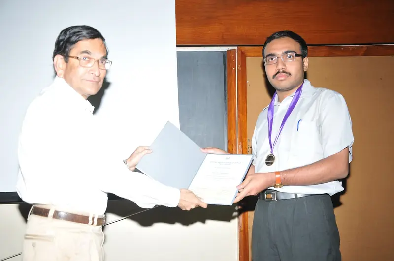 Subhadip Mukherjee receiving Prof. I.S.N. Murthy Medal for the outstanding M.Tech. (SP) student.